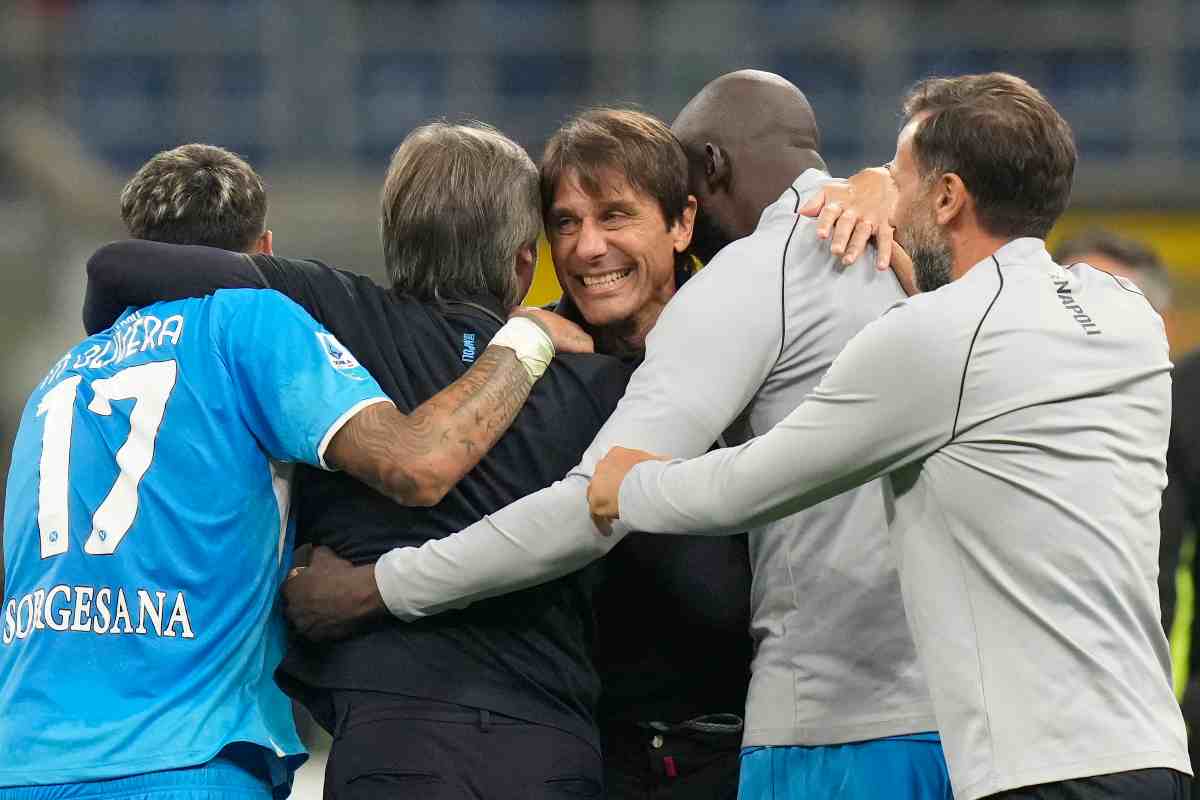 L'esultanza di Antonio Conte, tecnico del Napoli